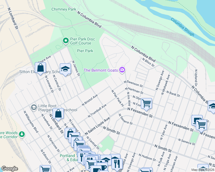 map of restaurants, bars, coffee shops, grocery stores, and more near in Portland
