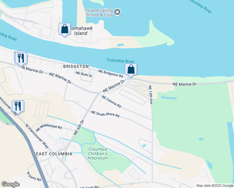 map of restaurants, bars, coffee shops, grocery stores, and more near 732 Northeast Mariners Loop in Portland