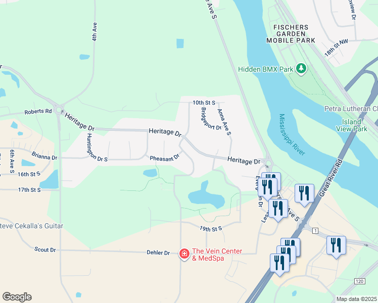 map of restaurants, bars, coffee shops, grocery stores, and more near 1256 Connecticut Avenue South in Sartell