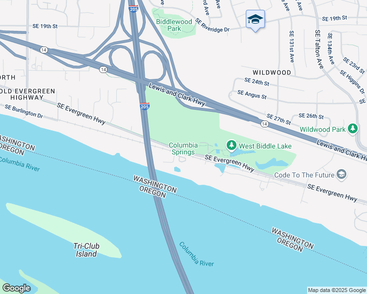 map of restaurants, bars, coffee shops, grocery stores, and more near 12208 Southeast Evergreen Highway in Vancouver