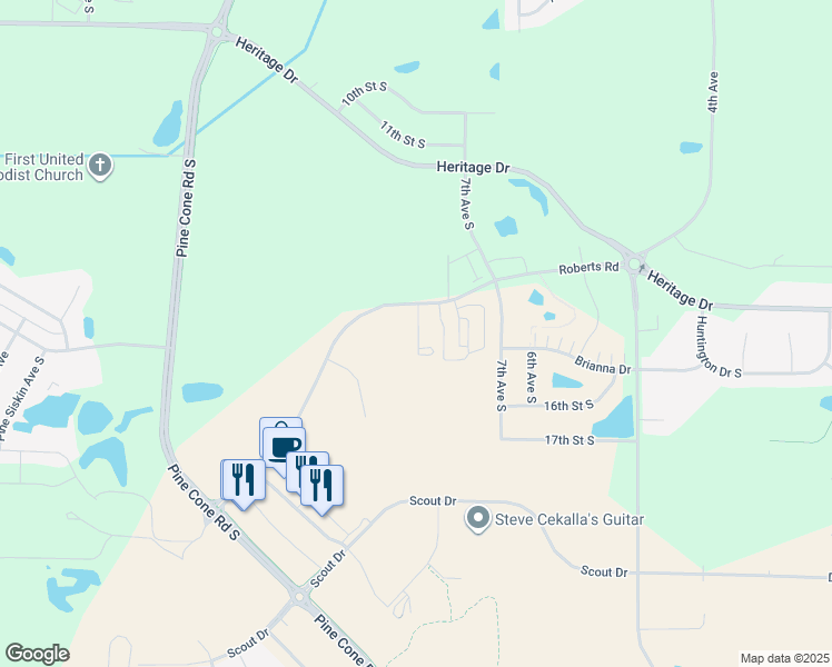 map of restaurants, bars, coffee shops, grocery stores, and more near 810 Roberts Road in Sartell