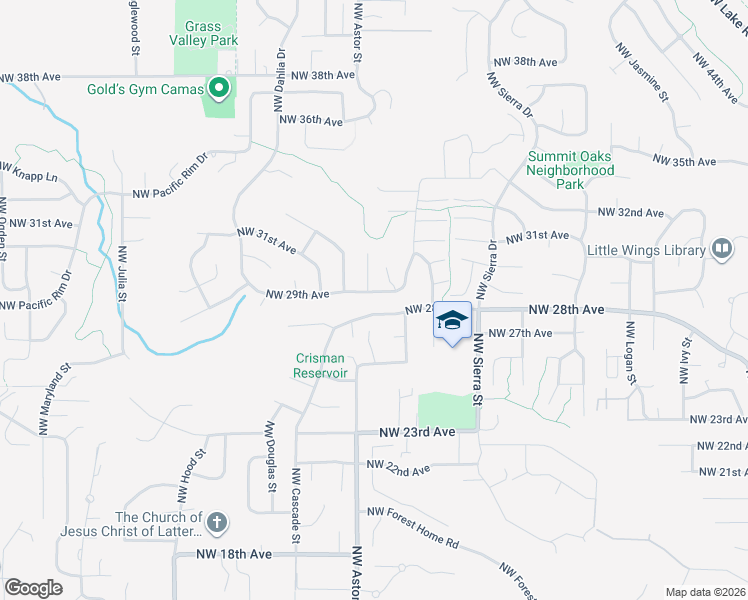 map of restaurants, bars, coffee shops, grocery stores, and more near 2432 Northwest 29th Avenue in Camas