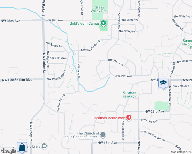 map of restaurants, bars, coffee shops, grocery stores, and more near 3130 Northwest 30th Circle in Camas