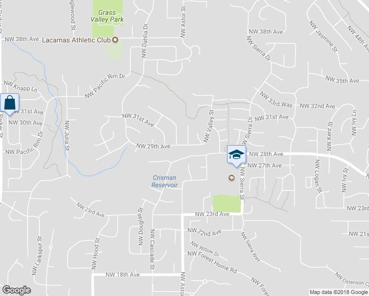 map of restaurants, bars, coffee shops, grocery stores, and more near 2432 Northwest 29th Avenue in Camas