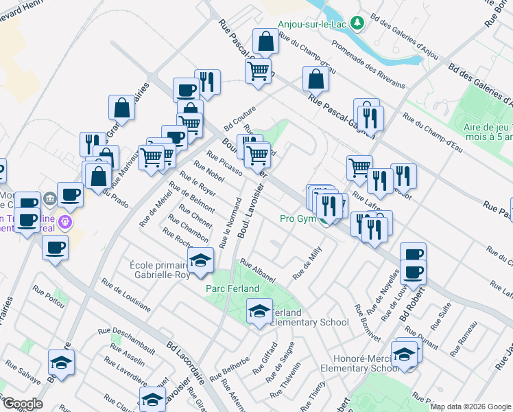 map of restaurants, bars, coffee shops, grocery stores, and more near 8929 Rue d'Arras in Montréal