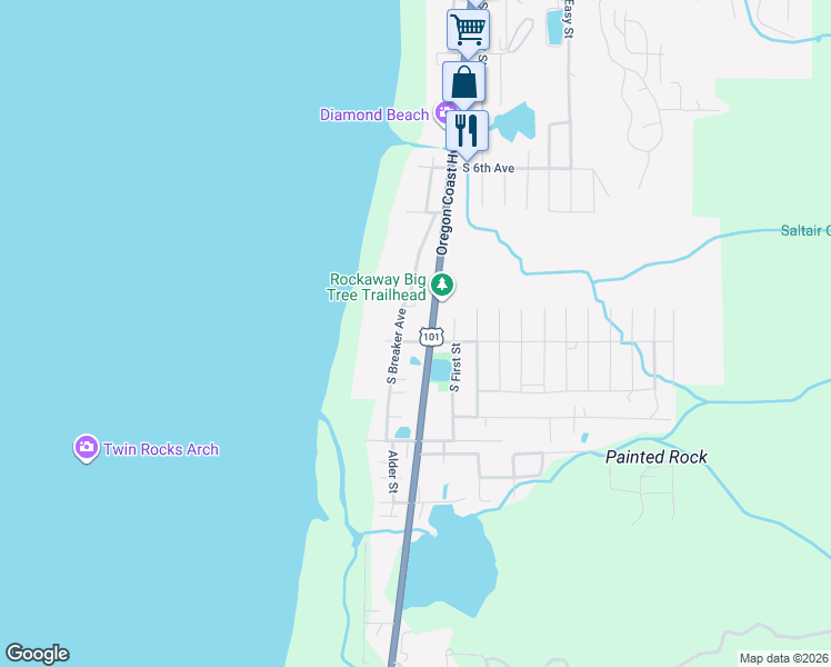 map of restaurants, bars, coffee shops, grocery stores, and more near 975 Harriman Avenue in Rockaway Beach