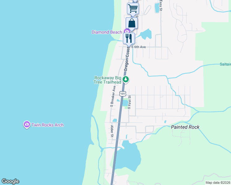 map of restaurants, bars, coffee shops, grocery stores, and more near 975 Harriman Avenue in Rockaway Beach