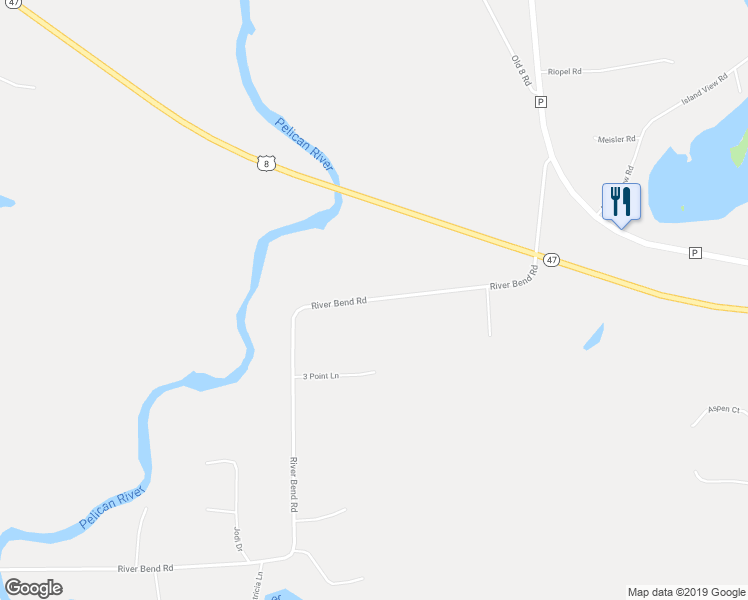 map of restaurants, bars, coffee shops, grocery stores, and more near 4431 River Bend Road in Rhinelander