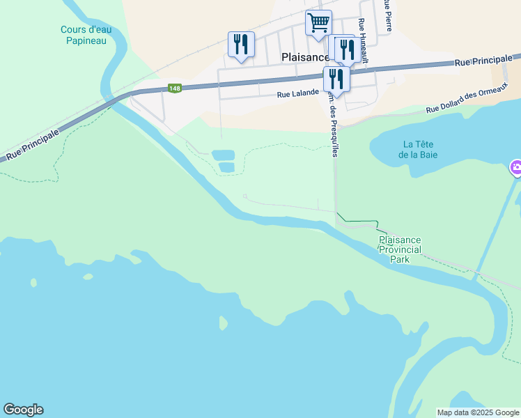 map of restaurants, bars, coffee shops, grocery stores, and more near 242 Rue Martin in Plaisance