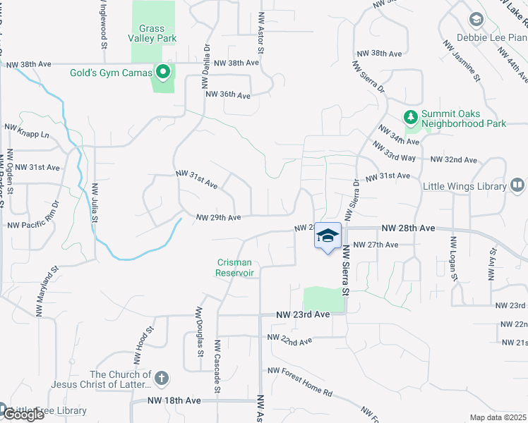 map of restaurants, bars, coffee shops, grocery stores, and more near 2432 Northwest 29th Avenue in Camas