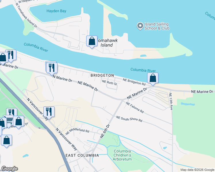 map of restaurants, bars, coffee shops, grocery stores, and more near 403 Northeast Suttle Road in Portland