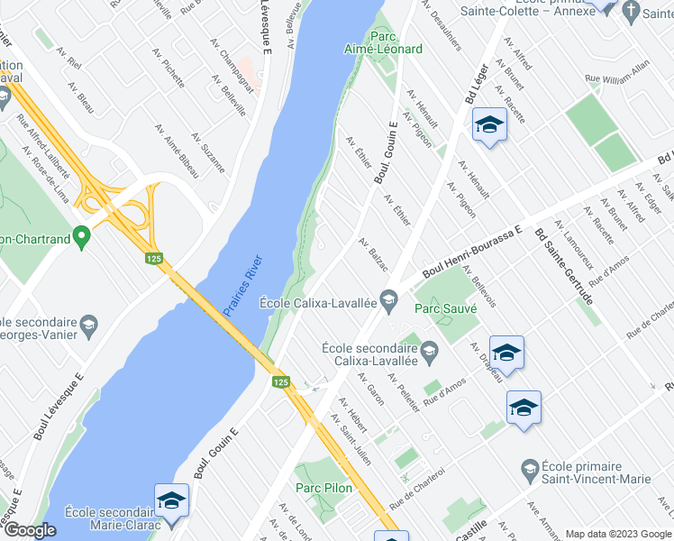map of restaurants, bars, coffee shops, grocery stores, and more near 4444 Boulevard Gouin Est in Montrã©Al