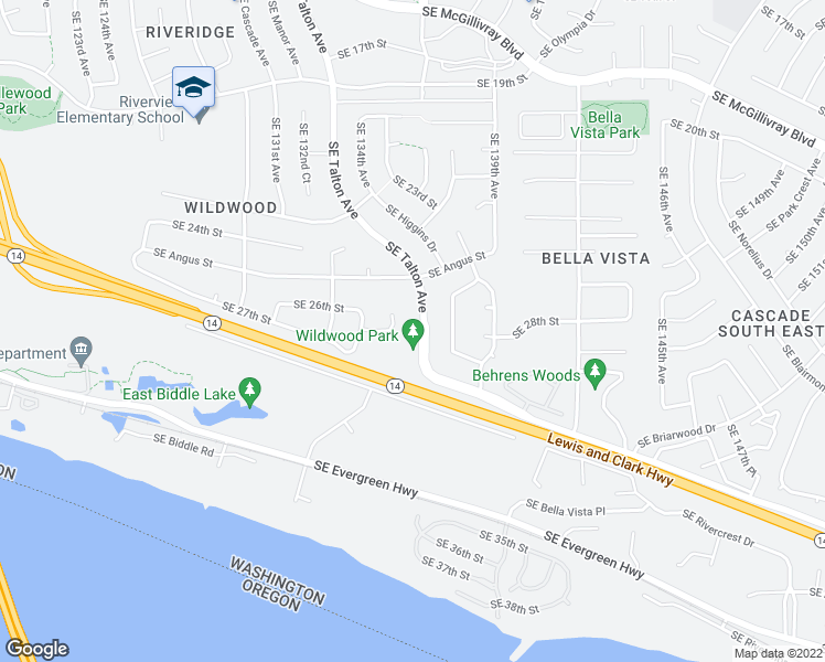 map of restaurants, bars, coffee shops, grocery stores, and more near 2714 Southeast Talton Avenue in Vancouver