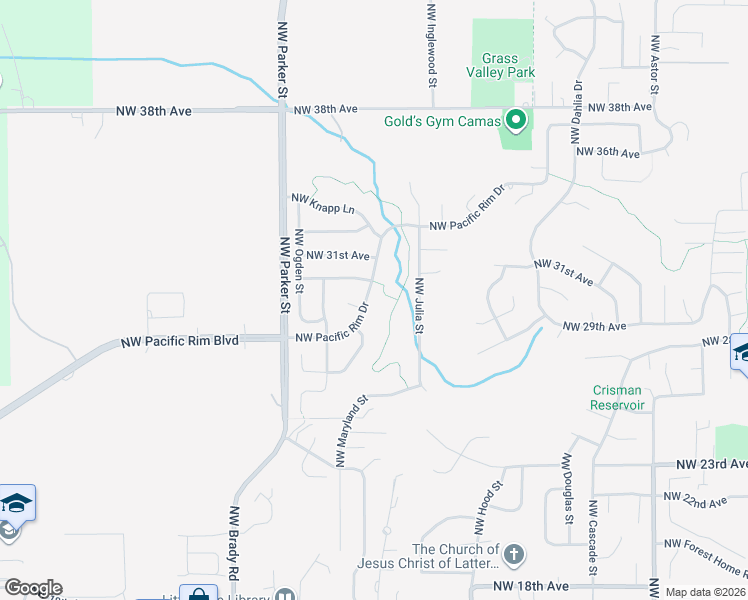map of restaurants, bars, coffee shops, grocery stores, and more near 3538 Northwest Pacific Rim Drive in Camas