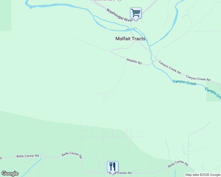 map of restaurants, bars, coffee shops, grocery stores, and more near 832 Wildlife Road in Washougal