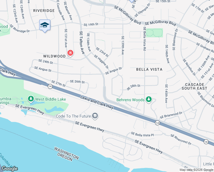 map of restaurants, bars, coffee shops, grocery stores, and more near 2701 Southeast Talton Avenue in Vancouver