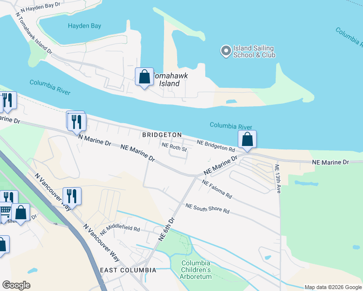 map of restaurants, bars, coffee shops, grocery stores, and more near 431 Northeast Roth Street in Portland