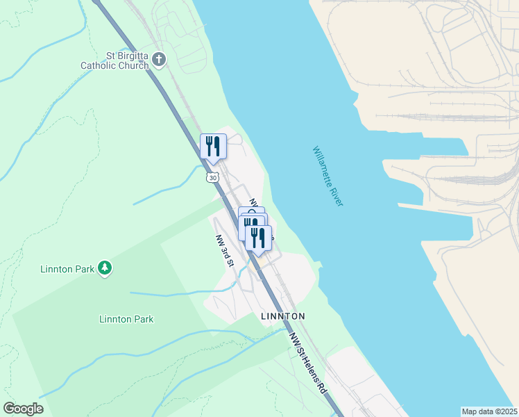 map of restaurants, bars, coffee shops, grocery stores, and more near 11000 Northwest Front Avenue in Portland