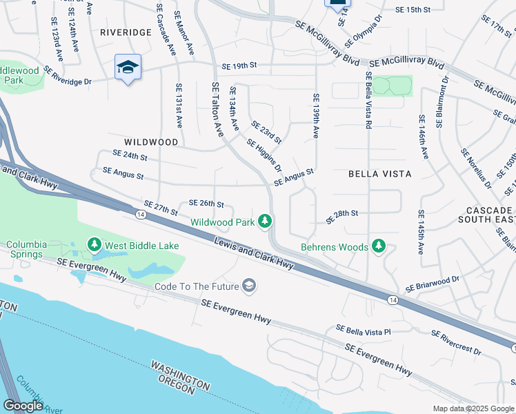 map of restaurants, bars, coffee shops, grocery stores, and more near 13511 Southeast 26th Circle in Vancouver