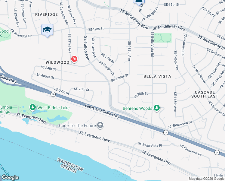 map of restaurants, bars, coffee shops, grocery stores, and more near 2701 Southeast Talton Avenue in Vancouver