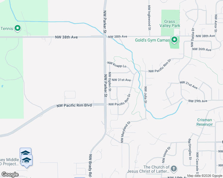 map of restaurants, bars, coffee shops, grocery stores, and more near 2952 Northwest Ogden Street in Camas