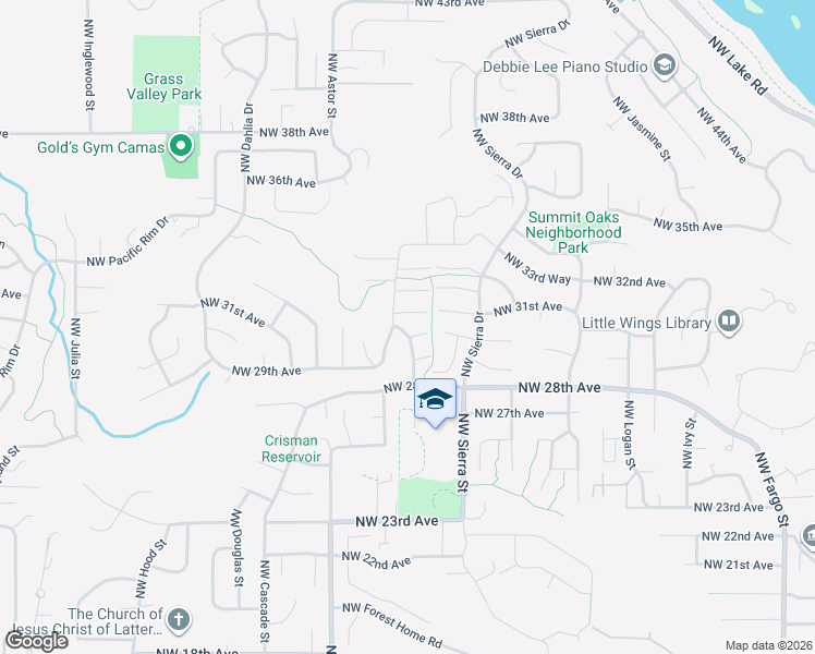 map of restaurants, bars, coffee shops, grocery stores, and more near 3022 Northwest Utah Street in Camas