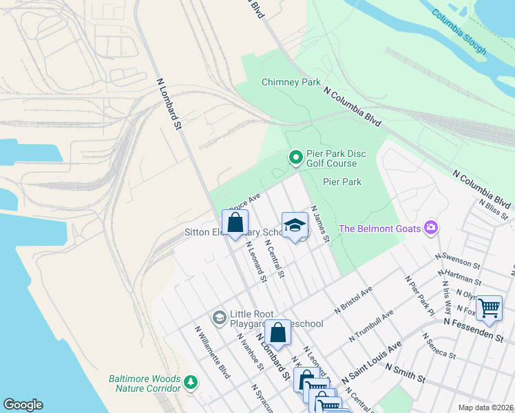 map of restaurants, bars, coffee shops, grocery stores, and more near in Portland