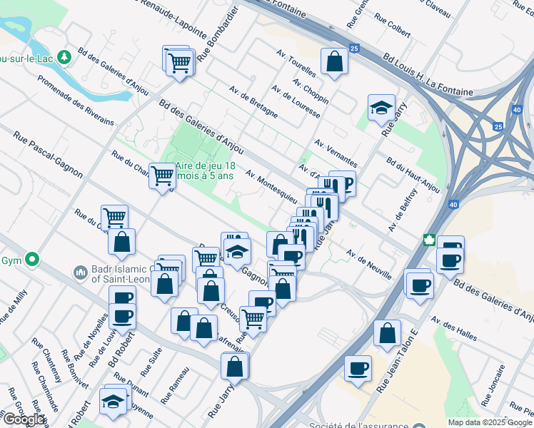 map of restaurants, bars, coffee shops, grocery stores, and more near 7031 Avenue Lionnaise in Montréal