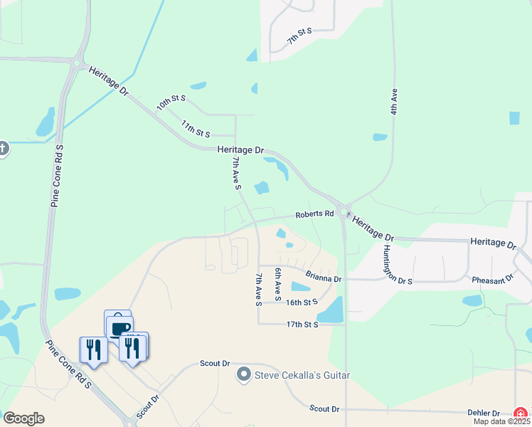 map of restaurants, bars, coffee shops, grocery stores, and more near 659 Roberts Road in Sartell