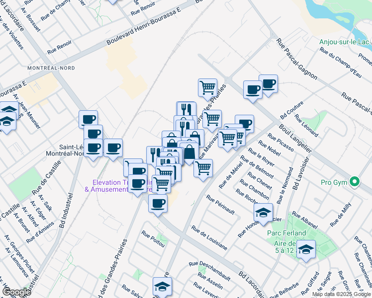 map of restaurants, bars, coffee shops, grocery stores, and more near in Montreal