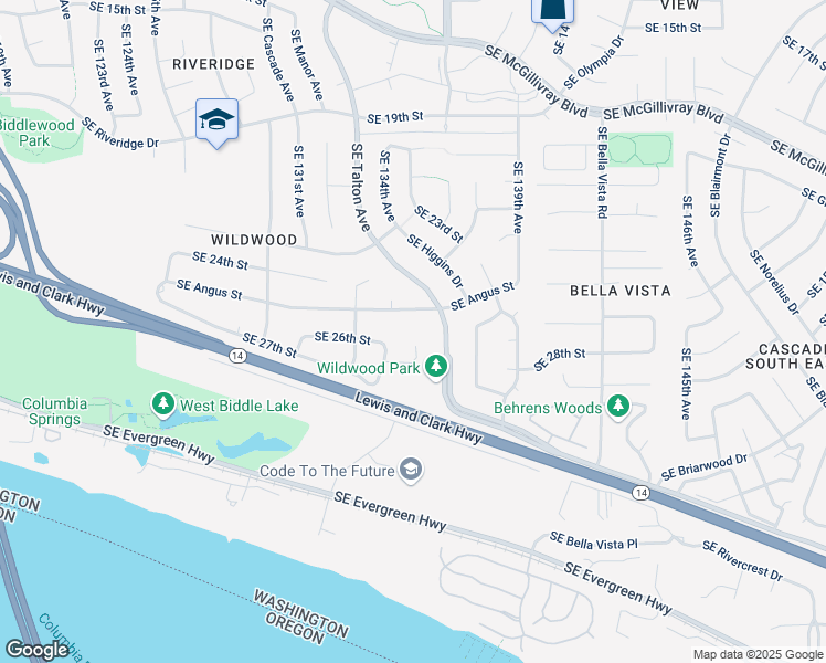 map of restaurants, bars, coffee shops, grocery stores, and more near 13511 Southeast 26th Circle in Vancouver