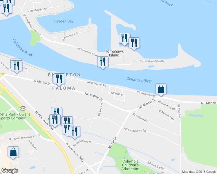 map of restaurants, bars, coffee shops, grocery stores, and more near 303 Northeast Roth Street in Portland