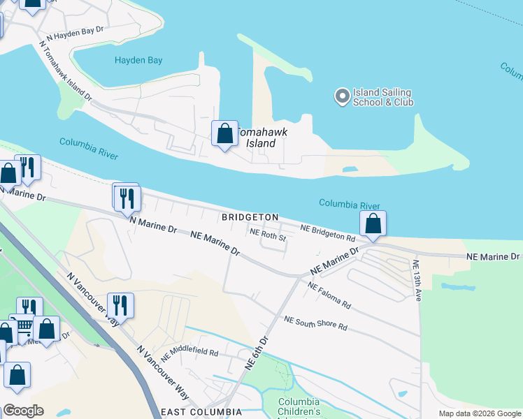 map of restaurants, bars, coffee shops, grocery stores, and more near 401 Northeast Bridgeton Road in Portland