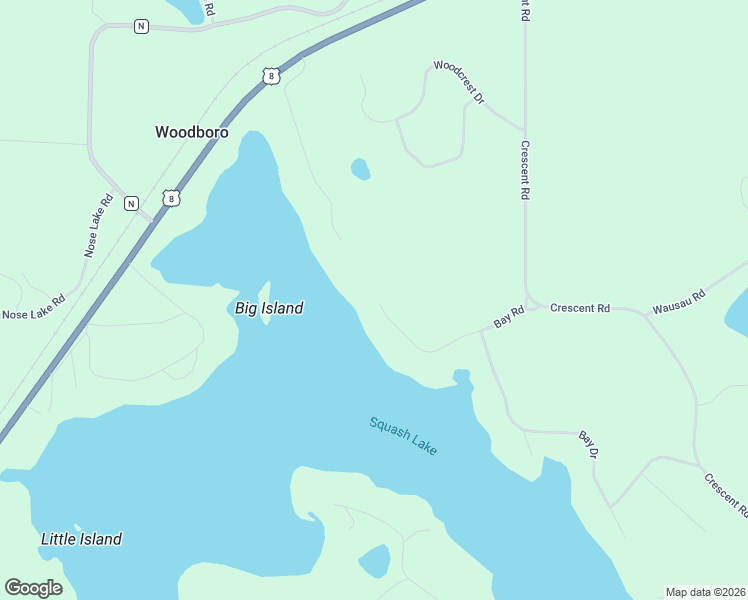 map of restaurants, bars, coffee shops, grocery stores, and more near 7261 Bay Road in Rhinelander