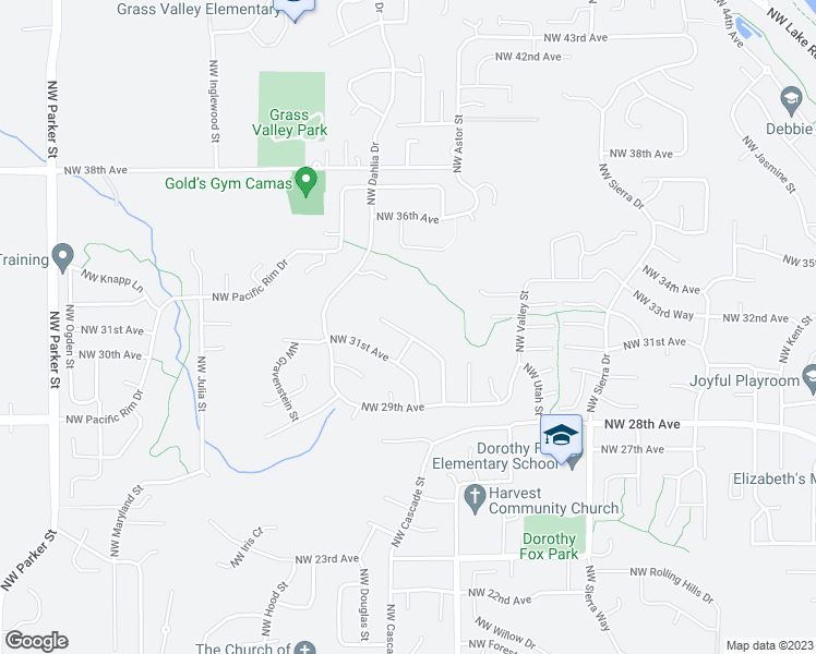 map of restaurants, bars, coffee shops, grocery stores, and more near 2723 Northwest 32nd Avenue in Camas