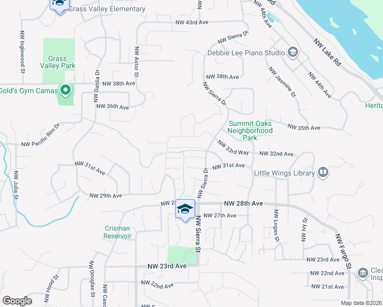 map of restaurants, bars, coffee shops, grocery stores, and more near 2001 Northwest 31st Way in Camas