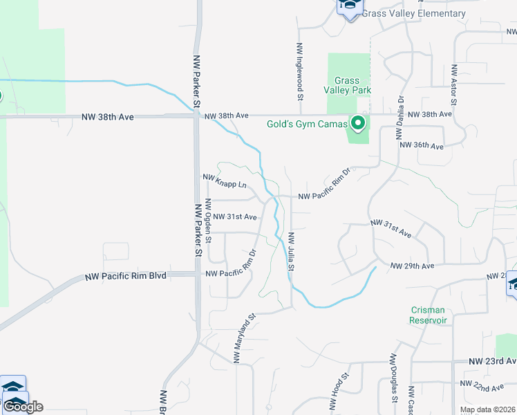 map of restaurants, bars, coffee shops, grocery stores, and more near 3513 Northwest Pacific Rim Drive in Camas