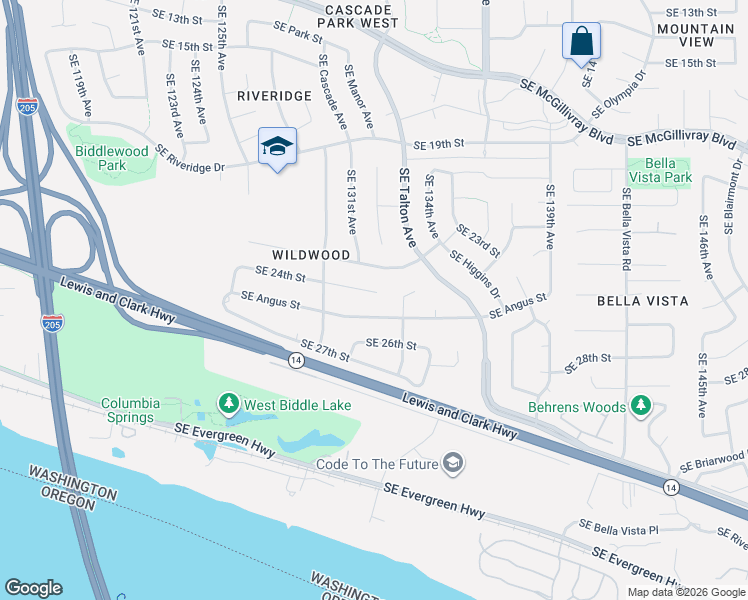 map of restaurants, bars, coffee shops, grocery stores, and more near 13019 Southeast 24th Circle in Vancouver