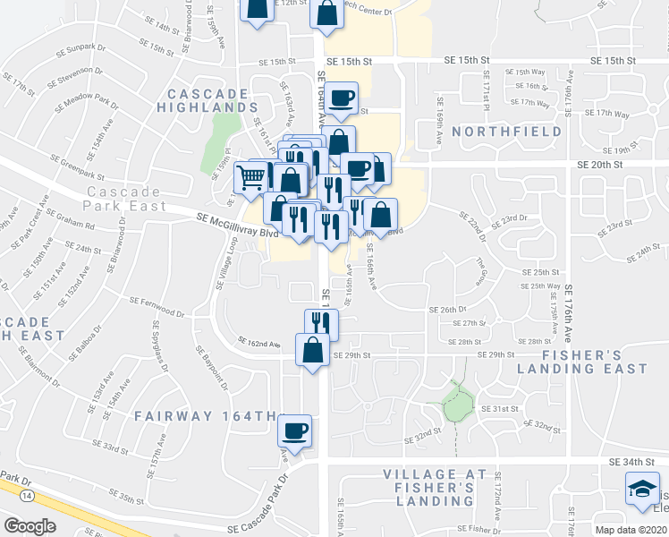 map of restaurants, bars, coffee shops, grocery stores, and more near in Vancouver