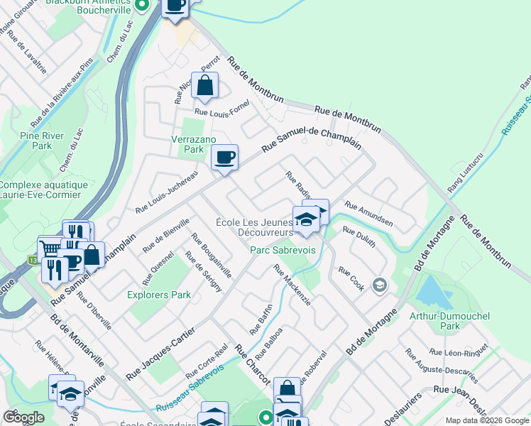 map of restaurants, bars, coffee shops, grocery stores, and more near 824 Rue des Groseilliers in Boucherville