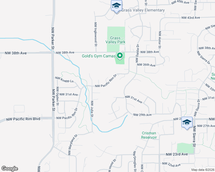 map of restaurants, bars, coffee shops, grocery stores, and more near 3228 Northwest Pacific Rim Drive in Camas