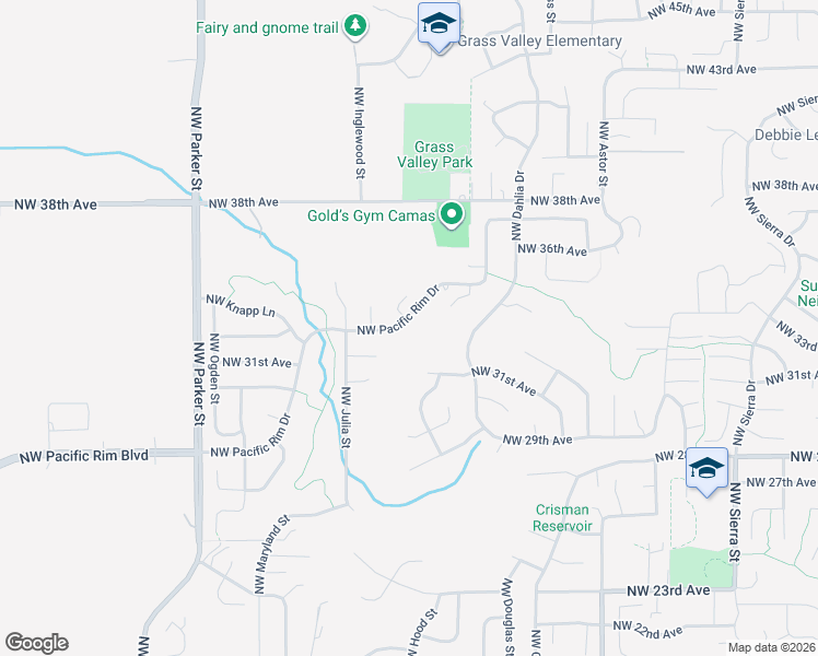 map of restaurants, bars, coffee shops, grocery stores, and more near 3220 Northwest Pacific Rim Drive in Camas