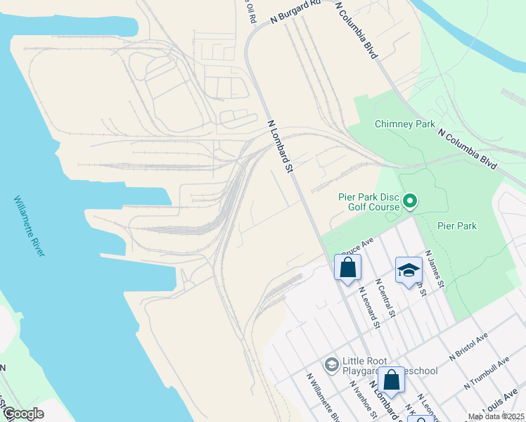 map of restaurants, bars, coffee shops, grocery stores, and more near 6921 North Roberts Avenue in Portland