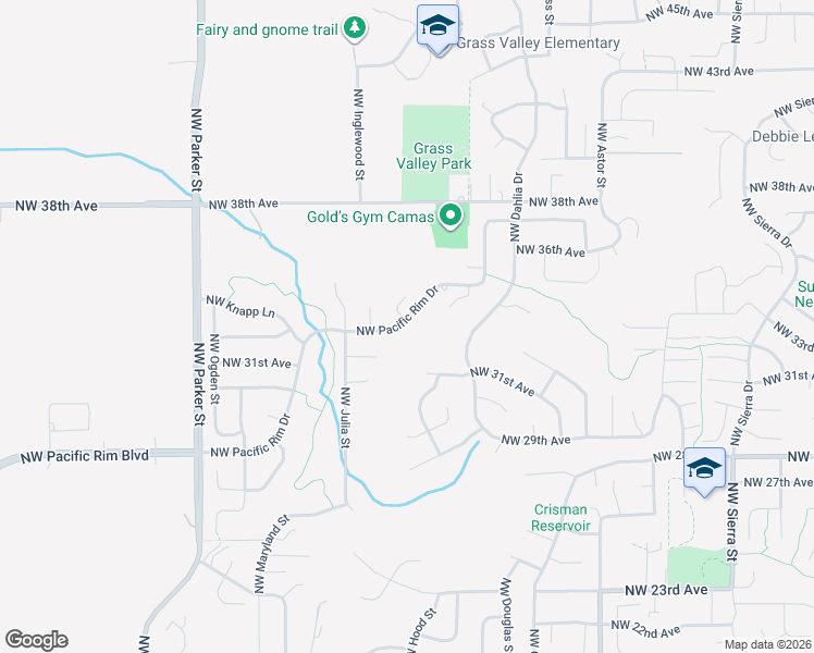 map of restaurants, bars, coffee shops, grocery stores, and more near 3220 Northwest Pacific Rim Drive in Camas