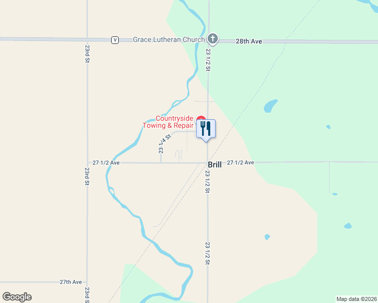map of restaurants, bars, coffee shops, grocery stores, and more near 2344 27 1/2 Avenue in Rice Lake