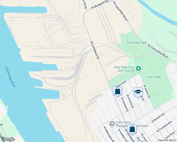 map of restaurants, bars, coffee shops, grocery stores, and more near 6921 North Roberts Avenue in Portland