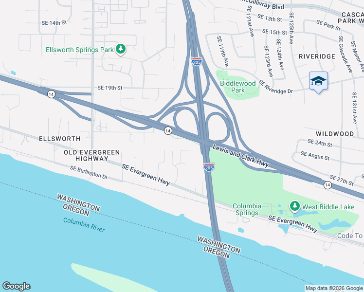 map of restaurants, bars, coffee shops, grocery stores, and more near 2504 Southeast 116th Court in Vancouver