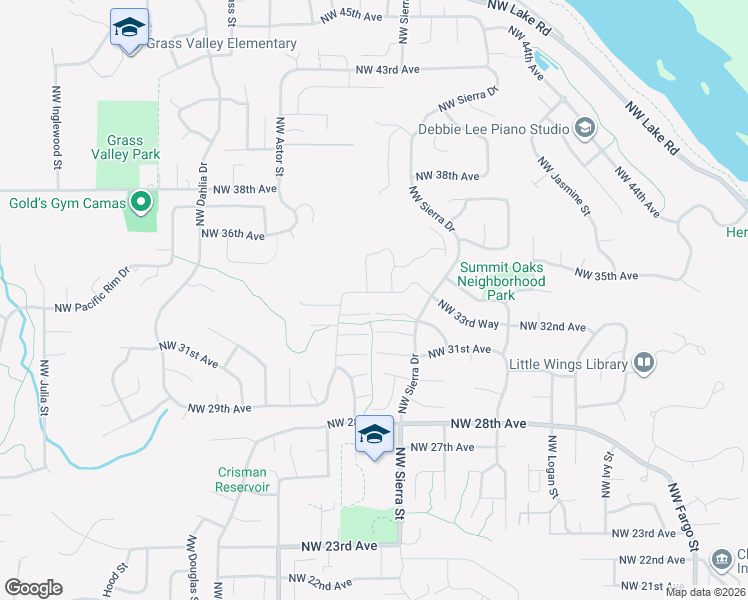 map of restaurants, bars, coffee shops, grocery stores, and more near 2001 Northwest 31st Way in Camas