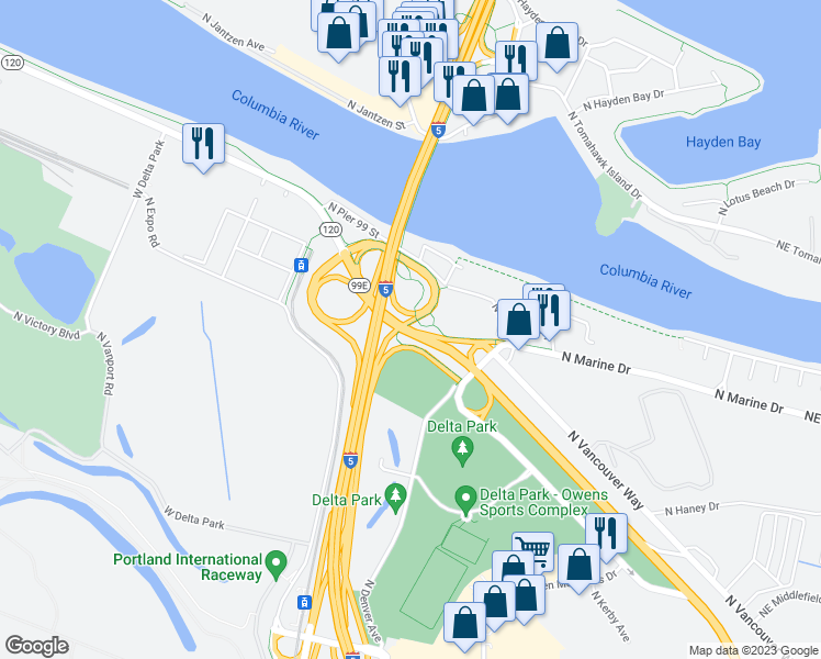 map of restaurants, bars, coffee shops, grocery stores, and more near 11662 Northeast Martin Luther King Junior Boulevard in Portland