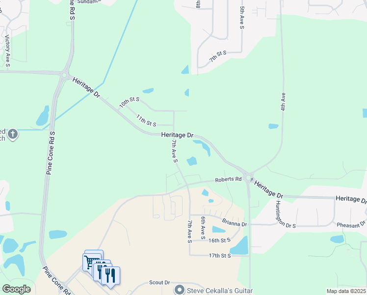 map of restaurants, bars, coffee shops, grocery stores, and more near 1240 7th Avenue South in Sartell